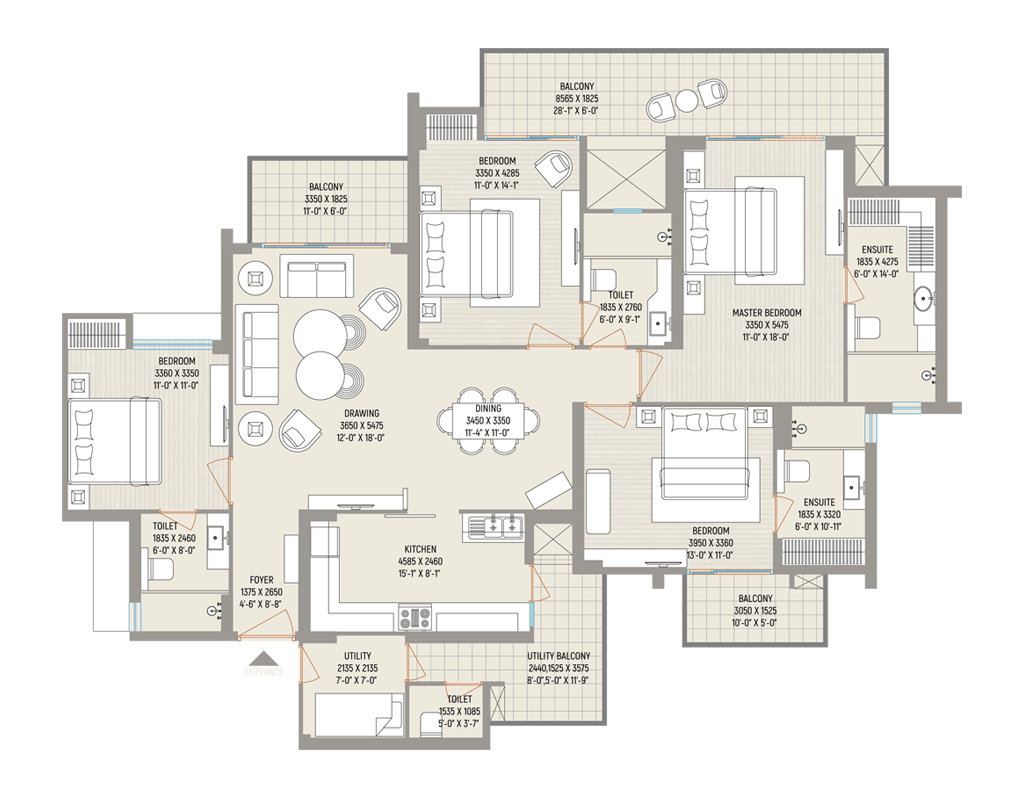Ivy County of Apartment living Unit Plan Type A