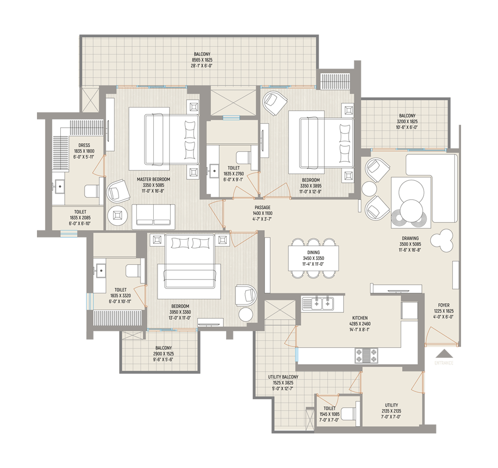 Ivy league of Apartment living Unit Plan Type B
